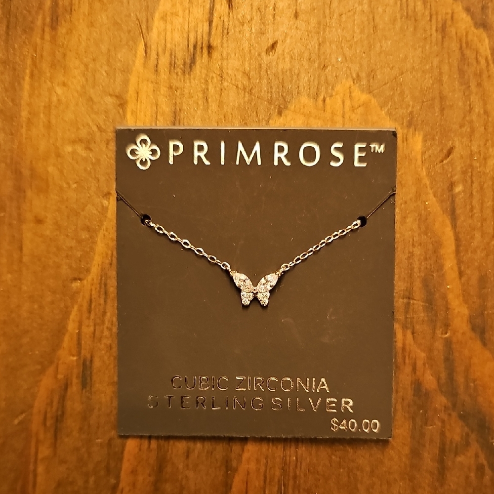 Sterling Silver Cubic Zarconia Butterfly Necklace